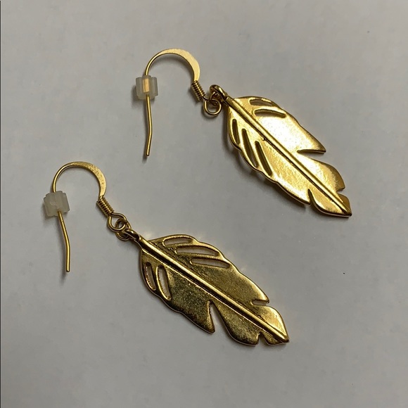 🎈Feather Drop Earrings Gold tone - Picture 5 of 5